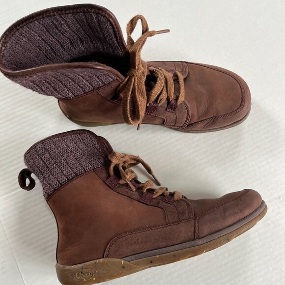 Chaco Sz 7 Barbary Women Mahogany Waterproof Leather Ankle Boots Shoes - Picture 7 of 7